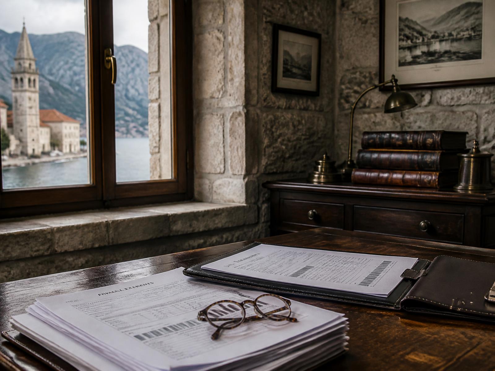 Financial statements and analytical working papers on a desk